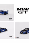 MINI GT MIJO EXCLUSIVE #299 LB-SILHOUETTE WORKS GT NISSAN 35GT-RR LBWK BLUE