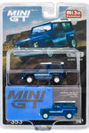 Mini GT MiJo Exclusive Stratos Blue Land Rover Defender 90 County Wagon