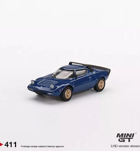 MINI GT 1:64 Model Car Lancia Stratos Stradale Bleu Vincennes #411-LHD