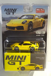 MINI GT #497 - RACING YELLOW - PORSCHE 911 TURBO S - USA EXCLUSIVE