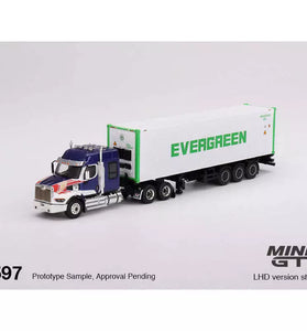 Mini GT 1/64 Western Star 49X Tractor w/ Evergreen Reefer Trailer #597