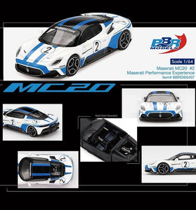 BBR Models 1:64 Maserati MC20 #2 Maserati Performance Experience – White – Limited Edition