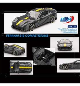 BBR Models 1:64 Ferrari 812 Competizione – Grigio Competizione- Limited Edition