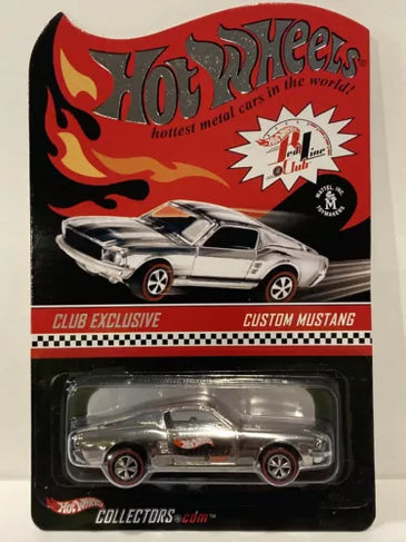 HOT WHEELS RLC CHROME CUSTOM MUSTANG W BLACK STRIPES Colorado Diecast LLC