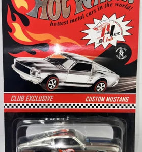 HOT WHEELS RLC CHROME CUSTOM MUSTANG W/BLUE STRIPES