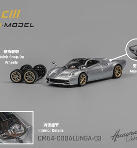 CM Model 1:64 Pagani Codalunga – Silver- Limited Edition