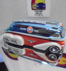 LOOSE HOT WHEELS RLC GULF ROCKET OIL BUS W/REAL RIDERS