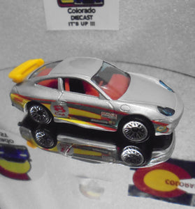 LOOSE HOT WHEELS SILVER PORSCHE 911 GT 3 CUP YELLOW SPOILER