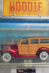 1989 HOT WHEELS PARK N PLATES RUBY RED WOODIE INTERNATIONAL CARD