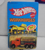 1983 HOT WHEELS WORKHORSES ORANGE CALIFORNIA CONSTRUCTION PETERBILT TANK TRUCK UNPUNCHED CARD