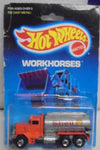 1988 HOT WHEELS WORKHORSES ORANGE SHELL PETERBILT TANK TRUCK