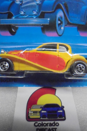 1988 HOT WHEELS CLASSIC YELLOW '37 BUGATTI UNPUNCHED CARD