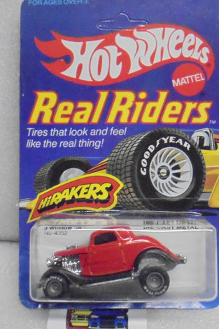 HOT WHEELS 1982 REAL RIDERS RED 3-WINDOW '34 ON UNPUNCHED CARD