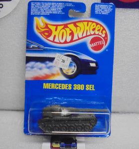 HOT WHEELS 1990 BIG BERTHA TANK ERROR INTERNATIONAL MERCEDES 380 SEL CARD