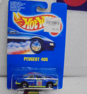 HOT WHEELS 1990 BLUE PEUGEOT 405 ON INTERNATIONAL BLUE CARD