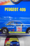 HOT WHEELS 1990 BLUE PEUGEOT 405 ON INTERNATIONAL BLUE CARD