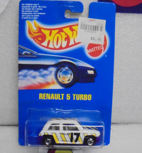 HOT WHEELS 1990 WHITE RENAULT 5 TURBO ON INTERNATIONAL BLUE CARD