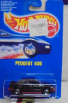 HOT WHEELS 1990 BLACK PEUGEOT 405 ON INTERNATIONAL BLUE CARD