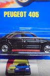 HOT WHEELS 1990 BLACK PEUGEOT 405 ON INTERNATIONAL BLUE CARD