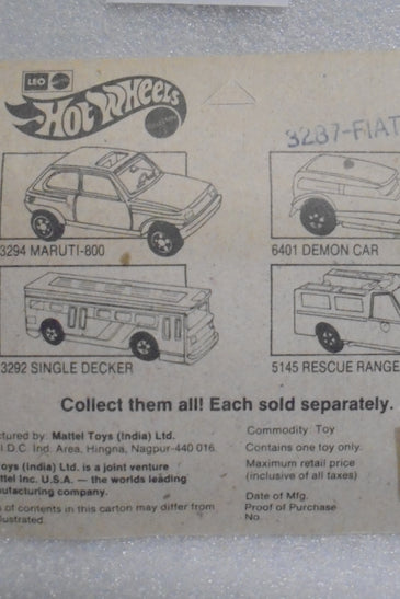 HOT WHEELS LEO INDIA TEAL FIAT RITMO