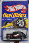 1982 HOT WHEELS REAL RIDERS BLACK FAT FENDERED '40 UNPUNCHED CREASED CARD