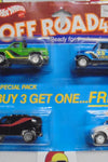 1985 HOT WHEELS OFF ROAD 4X4 REAL RIDERS 4 PACK BYWAYMAN TRUCK, BAJA BREAKER VAN, JEEP, VW BAJA BUG