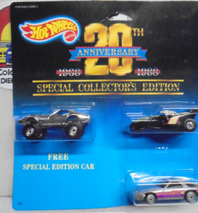 1987 HOT WHEELS 20TH ANNIVERSARY 3 CAR SET MONSTER VETTE, XT3, PORSCHE 928