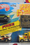 1982 HOT WHEELS 3 CAR SET W/BELT BUCKLE, '67 CAMARO, LONG SHOT SEMI, PORSCHE 928