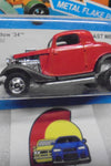 1982 HOT WHEELS Red 3 Window '34 Ford w/Blackwalls Unpunched Card