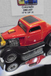 LOOSE 1980's HOT WHEELS Red 3 Window '34 Ford w/Grey Hub Real Riders