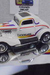 LOOSE HOT WHEELS White Lexmark 3-Window '34 Ford w/Real Riders