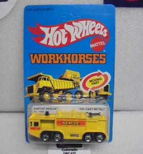 1983 HOT WHEELS YELLOW AIRPORT RESCUE TRUCK UNPUNCHED CARD
