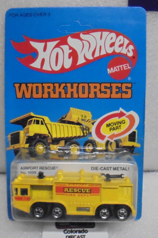1983 HOT WHEELS YELLOW AIRPORT RESCUE TRUCK UNPUNCHED CARD