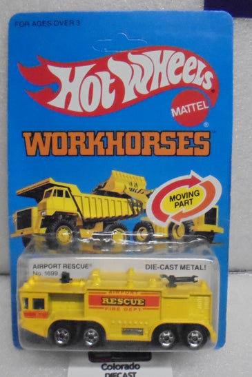 1983 HOT WHEELS YELLOW AIRPORT RESCUE TRUCK UNPUNCHED CARD
