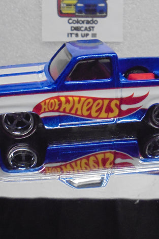 LOOSE HOT WHEELS BLUE/WHITE ANNIVERSARY EDITION '83 CHEVY SILVERADO w/REAL RIDERS (Copy)