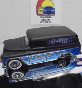 LOOSE HOT WHEELS MATTE BALC/BLUE '55 CHEVY PANEL TRUCK w/REAL RIDERS