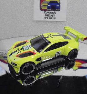 LOOSE HOT WHEELS LIME ASTON MARTIN VANTAGE GTE w/Real Riders