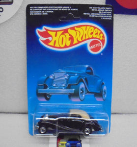 1987 HOT WHEELS BLACK MERCEDES 540K UNPUNCHED INTERNATIONAL CARD