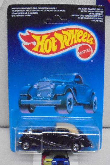 1987 HOT WHEELS BLACK MERCEDES 540K UNPUNCHED INTERNATIONAL CARD