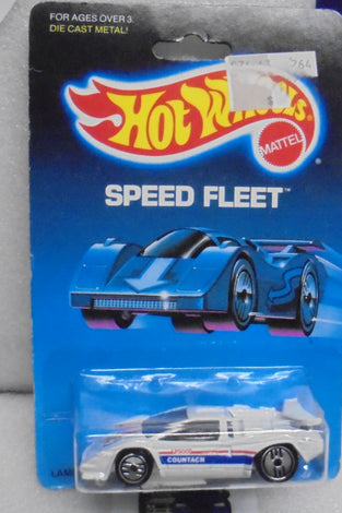 1988 HOT WHEELS SPEED FLEET WHITE LAMBORGHINI COUNTACH w/TAMPO'S