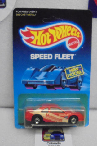 1988 HOT WHEELS SPEED FLEET RED MOTORCRAFT THUNDERBIRD STOCKER UNPUNCHED CARD