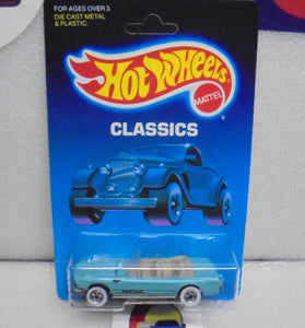 1988 HOT WHEELS CLASSICS TEAL '65 MUSTANG CONVERTIBLE UNPUNCHED CARD