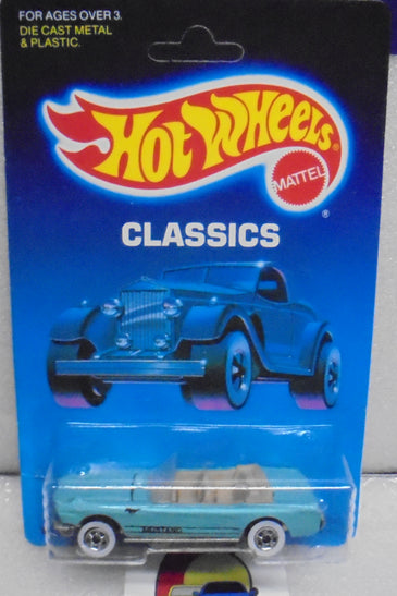 1988 HOT WHEELS CLASSICS TEAL '65 MUSTANG CONVERTIBLE UNPUNCHED CARD