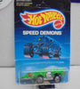 1988 HOT WHEELS SPEED DEMONS GREEN FANGSTER w/ULTRA HOTS UNPUNCHED CARD