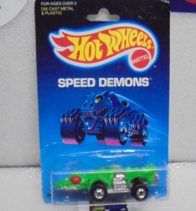 1988 HOT WHEELS SPEED DEMONS GREEN FANGSTER w/BLACKWALLS