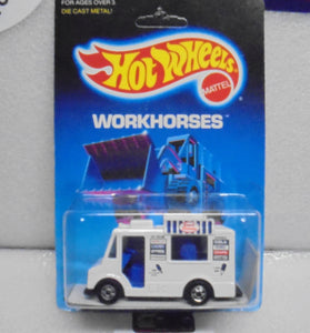 1988 HOT WHEELS WORKHORSES WHITE GOOD HUMOR TRUCK BLUE TAMPO'S UNPUNCHED CARD
