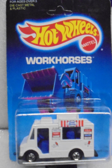 1988 HOT WHEELS WORKHORSES WHITE GOOD HUMOR TRUCK UNPUNCHED CARD