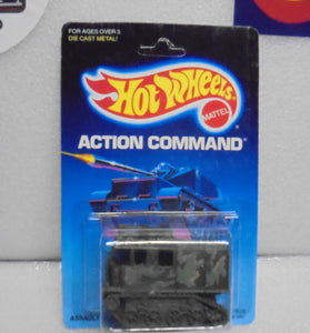1986 HOT WHEELS ACTION COMMAND GREEN CAMO ASSAULT CRAWLER UNPUNCHED CARD