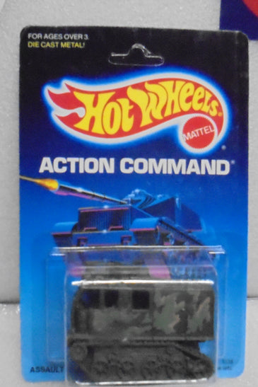 1986 HOT WHEELS ACTION COMMAND GREEN CAMO ASSAULT CRAWLER UNPUNCHED CARD