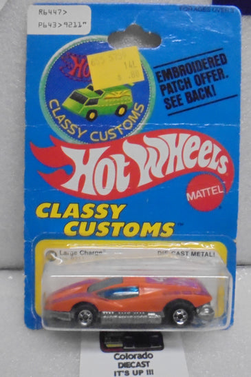 1977 HOT WHEELS CLASSY CUSTOMS ORANGE LARGE CHARGE PATCH CARD
